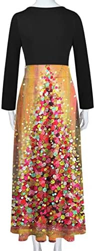 Božićne haljine za žene koktel duga Maksi haljina dugih rukava modne maksi haljine s printom božićnog drvca 2022