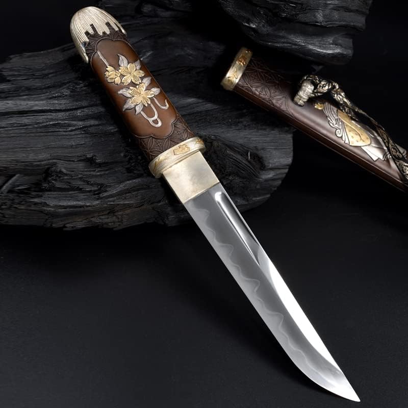 ZPGP Kućni ukras Kvalitetne kratke poklon mačevi u japanskom stilu s mesing рукоятью Saya sa zlatnim i srebrnim premazom Damacus i