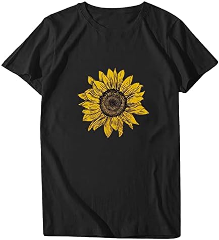 Suncokretovi tiskane majice 2023 Ljetni kratki rukavi majice casual Crew Neck Tee vrhovi za žene