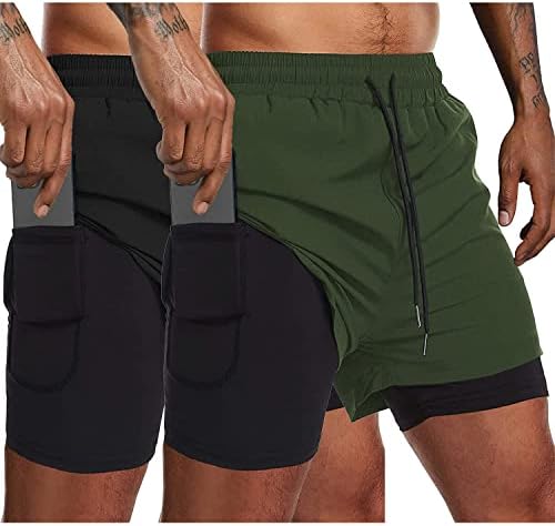 Coofandy muški 2 paket trčanja kratkih hlača 2 u 1 trening kratkim hlačama brza suha teretana za trening atletski jogger s telefonskim