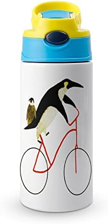 Biciklistički pingvini šarena boca s bocom od nehrđajućeg čelika izolirane šalice za putničke šalice za zaključavanje poklopca Sportske