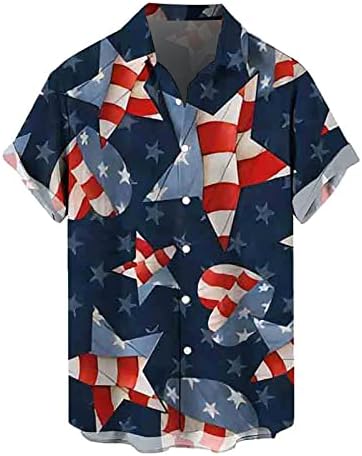 BMISEGM Ljetne muške majice muške neovisnosti Dan zastava 3d digitalni tisak Personalizirani modni rever muška košulja corduroy