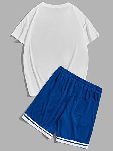 Fioxa dvodijelni odjevni predmeti za muškarce pismo grafičke majice i prugaste kratke kratke hlače set