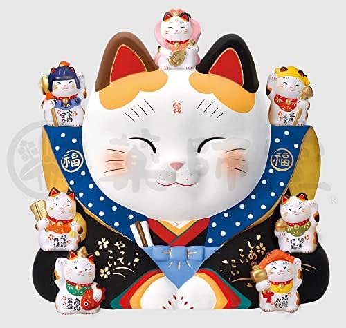 Yakushigama 7656 Nishikaisai Sedam sretnika sretni sretni Maneki mačka br. 16, Poboljšana sreća, Feng Shui figurica, unutrašnjost,