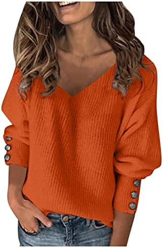 Ženski dugi rukavi u boji Divlji pleteni seksi V-izrez labavi džemper s dugim rukavima Košulje za Valentinovo