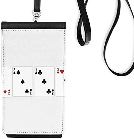 3 Heart Spade Diamond Club uzorak Telefonska torbica za novčanik Viseća mobilna vrećica Crni džep