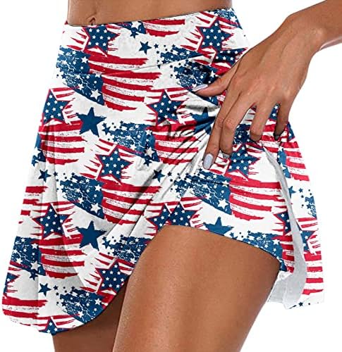 4. srpnja SAD zastave teniske suknje suknje s kratkim hlačama za žene visoki struk, naplaćeni golf golf 2 u 1 joga skorts