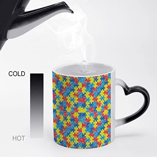 U boji Autism Svjesnost zagonetka za kavu Šalica keramičke boje za promjenu šalica čaša za čaj za uredske poklone za uredske kuće