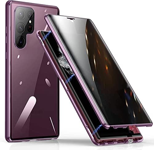 Slučaj privatnosti za Samsung Galaxy S22 ultra, anti-špijunsko staklo dvostrano kućište telefona s zaslonom protiv pippinga, magnetski