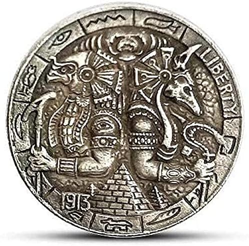 [Anubis i Horus] Pet centi zalutali kovani antikni minijaturni kovanica ugravirana inozemna kopija kolekcija darovi