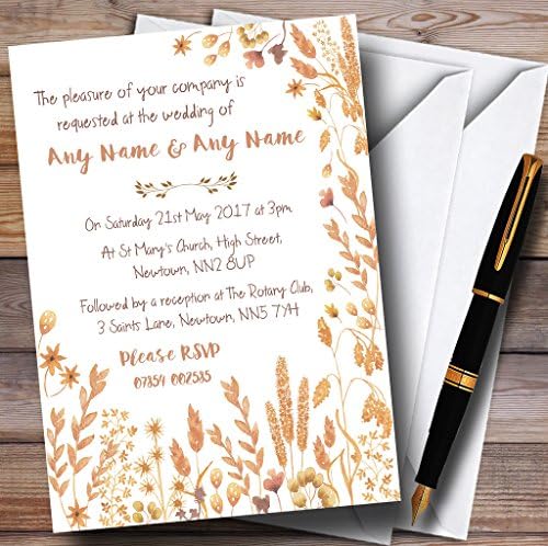 Zlatni jeseni listovi akvareliranih poziva za vjenčanje