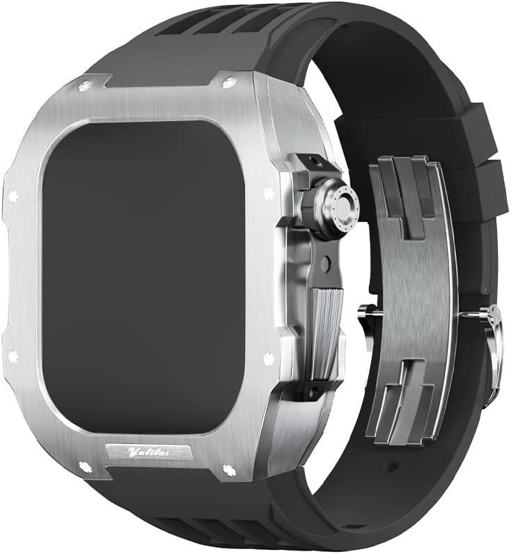 Hepup Luxury Watch Band ， za Apple Watch 8/7/6/5/4/Series Metal Case+FluoroORubber Luxury Watch Band za IWATH 44 mm 45 mm za modifikaciju