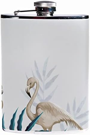 Tikvica s lijevkom, presvlaka od PU kože, tikvice od likera, tropsko lišće flaminga, Vintage Art Nouveau