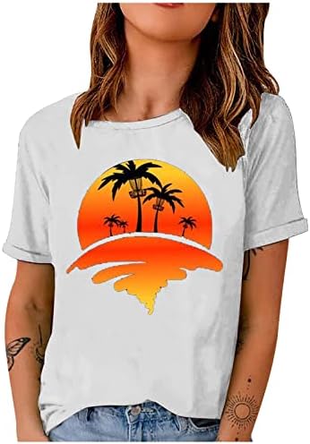 Majice na plaži na havajima majice za surfanje palmi za žensku palmu majica kratki rukavi tinejdžeri vrhovi odmor casual odmor tunika
