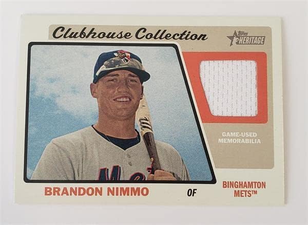 Brandon Nimmo igrač istrošen Jersey Patch Baseball Card 2015 Topps Heritage Clubhouse kolekcija CCRBN - MLB igra korištena dresova