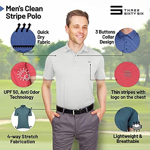Tri šezdeset šest košulja za golf za muškarce - muška brza košulja od suhog ovratnika - 4 -smjena Stretch & UPF 50