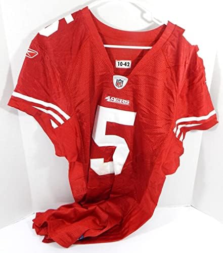 2010. San Francisco 49ers David Carr 5 Igra je izdala Red Jersey 42 dp37163 - Nepotpisana NFL igra korištena dresova
