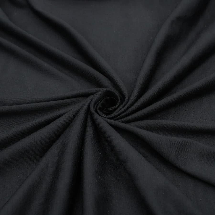 Elegantna tkanina, jednobojna Viskoza, spandeks, teški dres / rastezanje u 4 smjera - / uradi sam projekti, crna, 1 dvorište