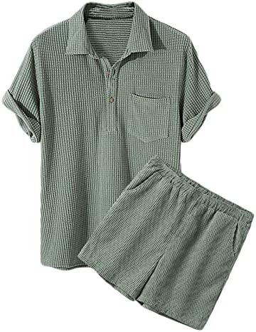 Ljetni povremeni set za muške modne udobne kratke rukave plus size golf košulje pulover kratke hlače 2pc odijelo