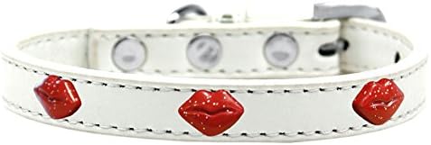 Mirage Proizvodi za kućne ljubimce Glitter usne Widget Dog ovvratnik, veličina 14, bijela/crvena