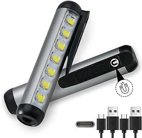 Bufccy magnetska punjiva olovka, mini LED svjetiljke s radnom svjetlošću s kabinom, vodootporne male džepne svjetiljke za unutarnju/vanjsku
