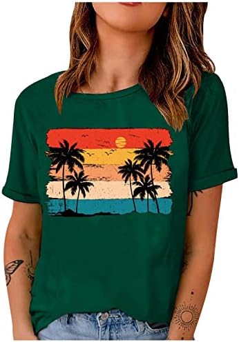 Ženske grafičke majice, modne ljetne majice za tinejdžerice, vrhovi za plažu s kokosovim palmama za surfanje, Elegantna ležerna bluza