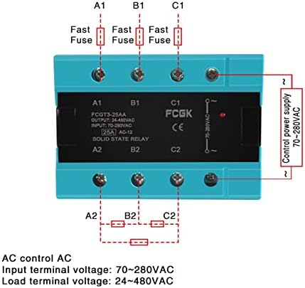 BGLH DA Trofazni relej čvrstog stanja 25A 40A 100A DC do AC 3 faze SSR 3-32V DC CONTROL 24-480V