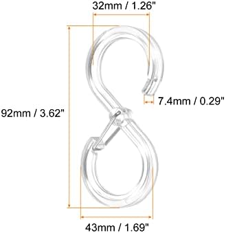 Harfington 4 PCS S Kuke Plastične vješalice s kopčom za viseće ključeve vrećica za odjeću, prozirni