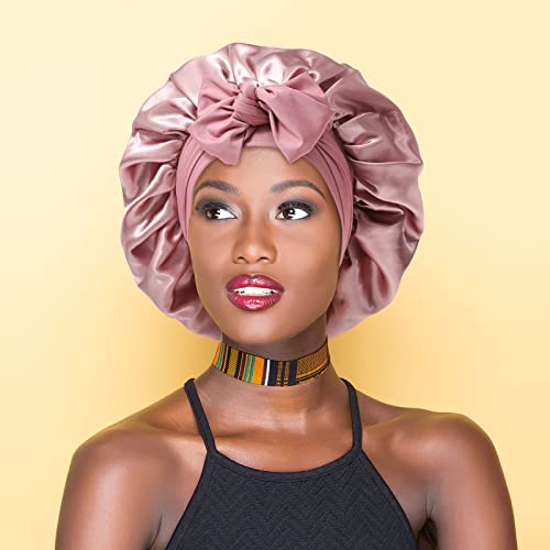 Saten -poklopac za žene za kosu za kosu za spavanje veliki dvoslojni svileni kapu za spavanje sa širokom elastičnom kapicom za kosu