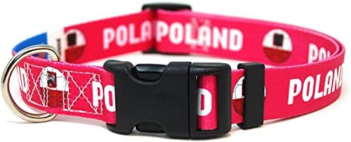 Poljska ovratnik za pse | Poljska zastava | Kopča za brzo oslobađanje | Napravljeno u NJ, SAD | Za srednje pse | Širok 3/4 inča