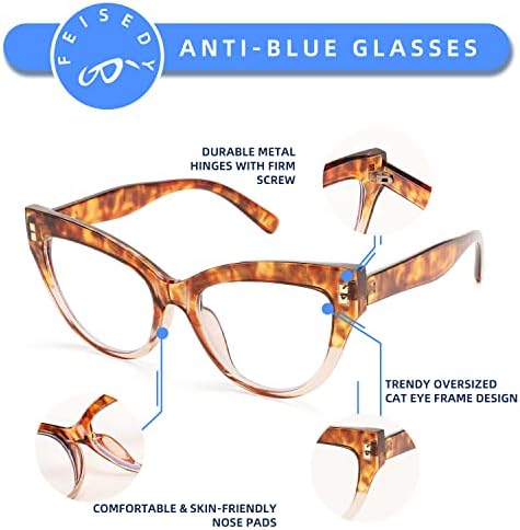 Feisedne žene predimenzionirane naočale za čitanje mačjeg očiju Vintage Blue Light Blokirajući čitač Anti Ay Eyestuin B2991