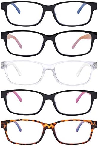 Naočale za čitanje s 5 paketa s blokiranjem plavog svjetla, čitači opružnih šarki za žene i muškarce