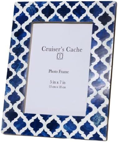Cruiser's Caché | Morokanski nadahnuti rešetkasti okvir s prirodnom kostom | 5x7 | Plavi