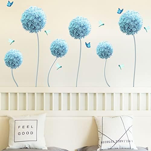 Zidni freski za dnevnu sobu vrt plavi maslačak zidne naljepnice leteći leptiri cvjetni zidni naljepnice Uklonjene hortengea cvjetni