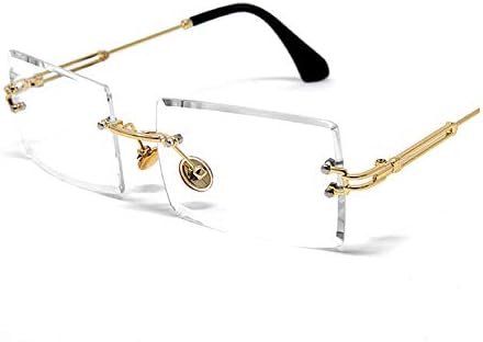 Vanjske pletene muške pravokutne luksuzne vintage retro zlatne prozirne leće Modne hip hop naočale