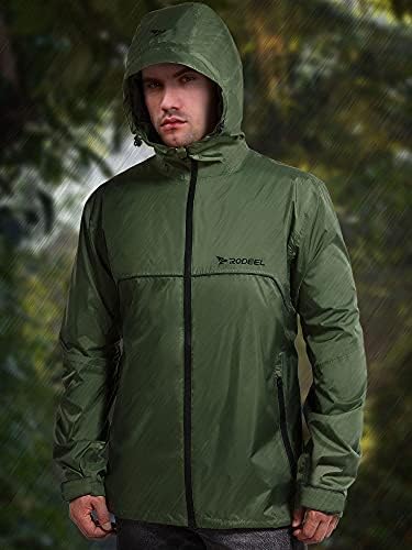 Rodeel muški vodootporna kiša lagana jakna s kaputama s kapuljačom za višekratnu upotrebu za aktivnosti na otvorenom