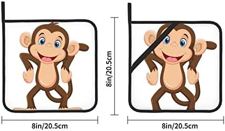 Slatki majmun 2 pakiranja držača lonca za kuhinjsku toplinu rezistentnih držača lonca set pećnica vrućih jastučića držača lonca za