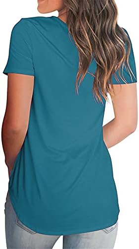 Adongnywell Ženske čvrste boje kratki rukavi s V-izrezom labavite casual majice osnovne majice Tonic Bluza