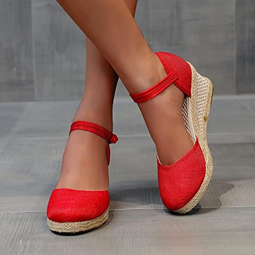 Pgojuni sandalias para mujer, ženska platforma za pete espadrille klinaste sandale, mekana čipka up zatvorenih nožnih prstiju ljetne