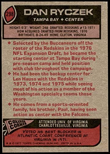 1977 Topps 298 Dan Ryczek Tampa Bay Buccaneers Dobri Buccaneers Virginia