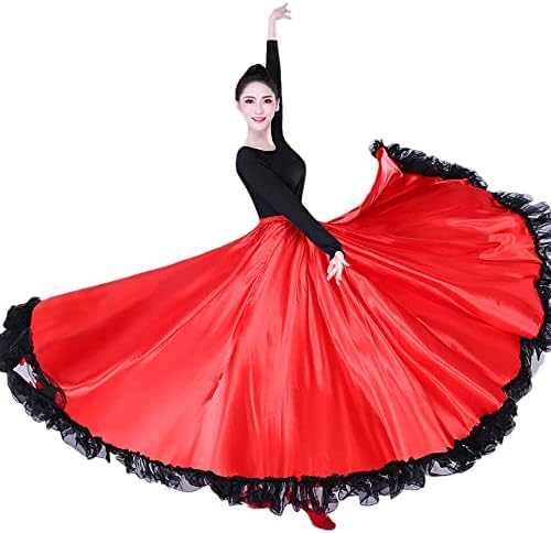 Bijela dugačka ruffle ženska latino španjolski flamenco folklorico paso doble waltz plesni kostim suknja
