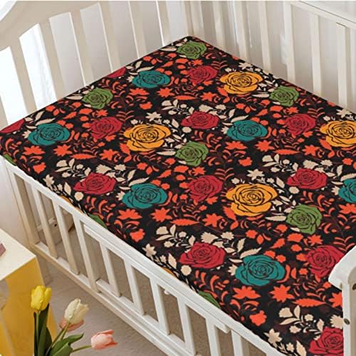 Rose tematski obloženi krevetić, standardni madrac s krevetićima opremljeni listovi za malu madracu listovi za krevetiće-babice za