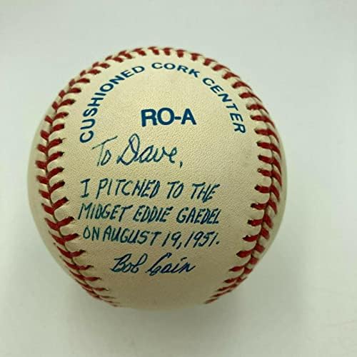 Bob Cain Uputio sam Midget Eddie Gaedel 19. kolovoza 1951. potpisao bejzbol JSA - Autografirani bejzbol