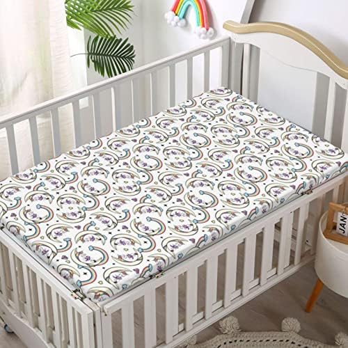 Rainbow tematski obloženi krevetić, standardni madrac s krevetićima ugrađeni lim meka i rastezljivo opremljeni krevetić za dječicu