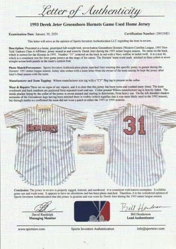 Najraniji Derek Jeter Game upotrijebio je Yankees Jersey Photo usklađeno s dvije rookie kartice - Autografirani MLB dresovi