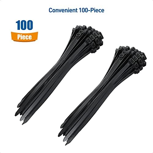 Kabel je važan 100-pack 120 lbs Vučna čvrstoća 10-inčne teške zip kravate u crnoj boji