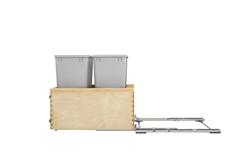 Uvlačivi drveni spremnik za smeće s preklopnom policom s mekim zatvaranjem