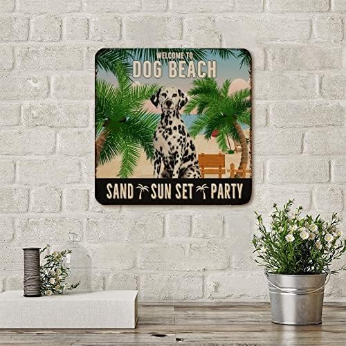 Smiješni kućni pse metalni znak dobrodošli na pse plaže pijesak sunteza zabava vintage pseće vješalice za vrata metalni umjetni otisci