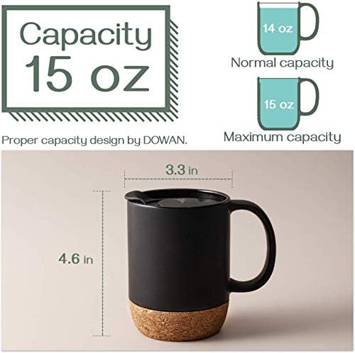 Dowan （Set od 6） Set kave za kavu - 15/17 oz, veliki set šalice za kavu od 6 s ručicom, keramičke šalice za čaj od kave i kakao