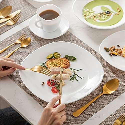 YGQZM 60-dijela Neraskidiva izdržljiva Opal staklena večera set s tanjurom od 12*, tanjur za juhu, tanjur za desert, šalica i tanjur